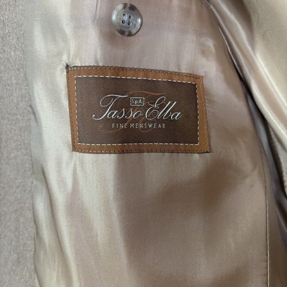 Tasso Elba Mens Camelhair Blazer 40R Fine Menswear Tan Wool Blend - Picture 4 of 8